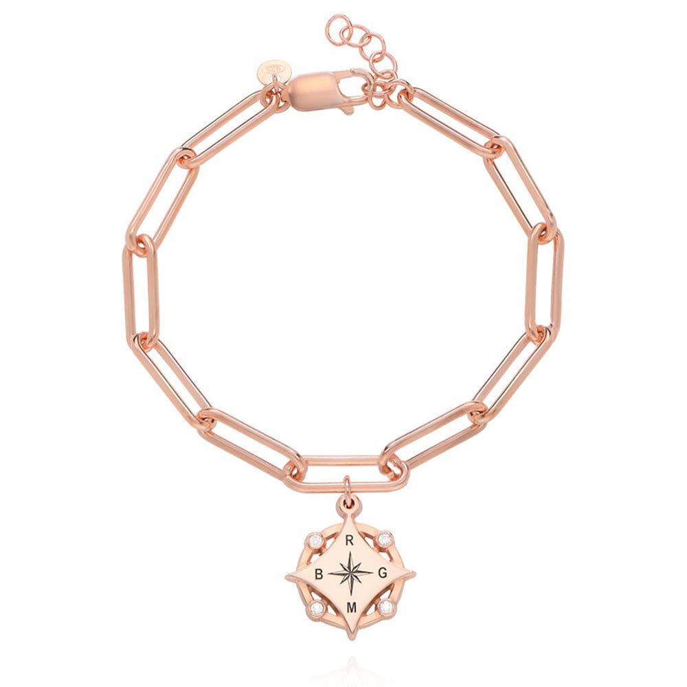 Kompas gegraveerde armband met diamanten - Forever linked