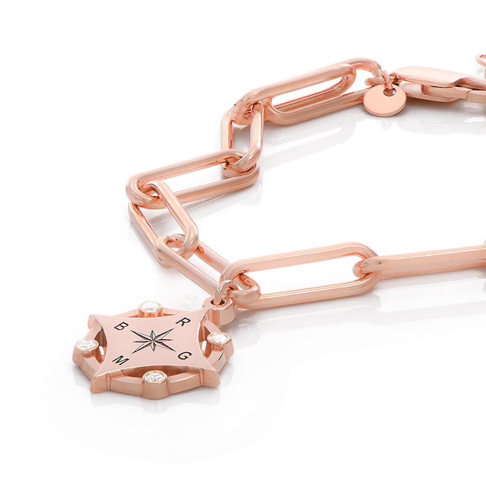 Kompas gegraveerde armband met diamanten - Forever linked