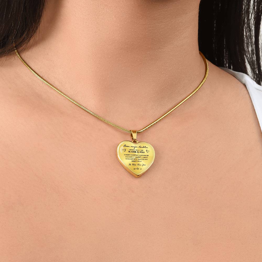 Aan mijn Dochter - "Vergeet nooit dat ik van je hou", hartketting - Goud