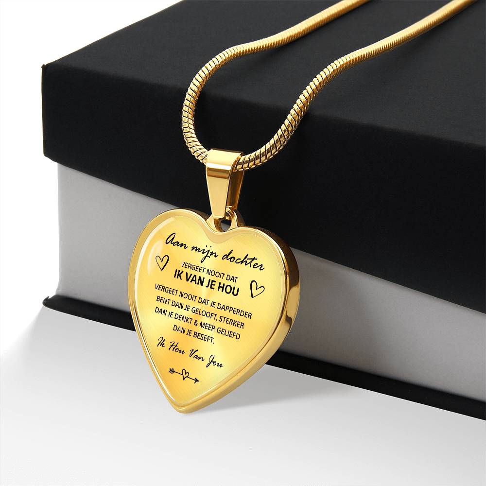 Aan mijn Dochter - "Vergeet nooit dat ik van je hou", hartketting - Goud