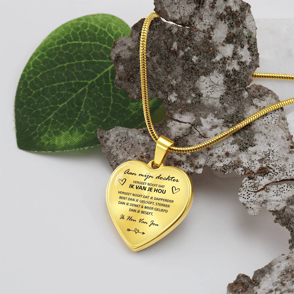 Aan mijn Dochter - "Vergeet nooit dat ik van je hou", hartketting - Goud