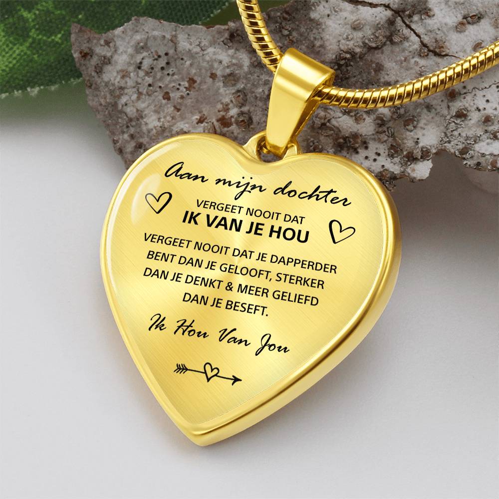 Aan mijn Dochter - "Vergeet nooit dat ik van je hou", hartketting - Goud