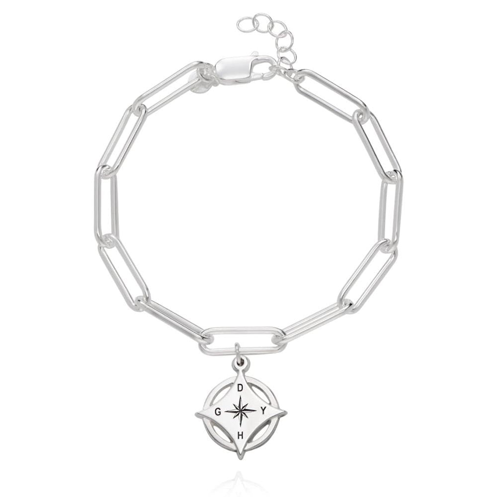 Kompas gegraveerde armband met diamanten - Forever linked - Goud