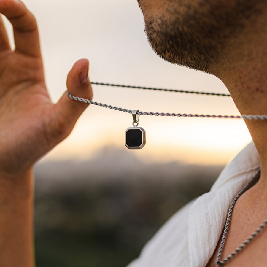 Geometrische zilveren ketting