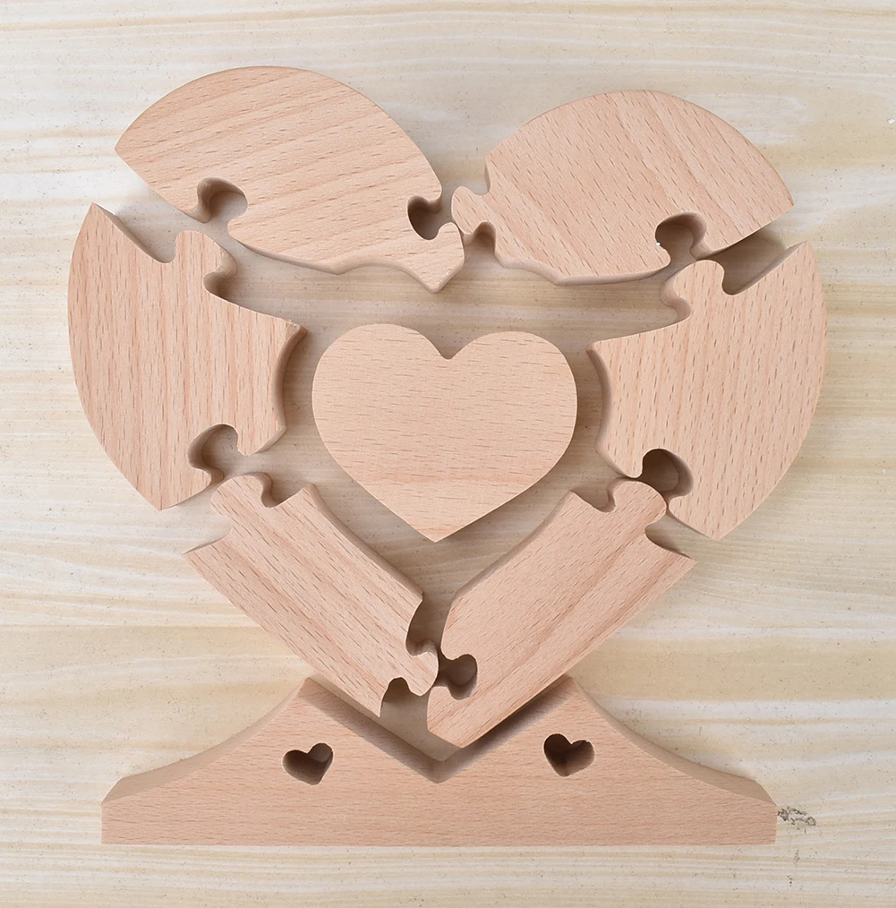 Houten harten - Familiepuzzeldecoratie