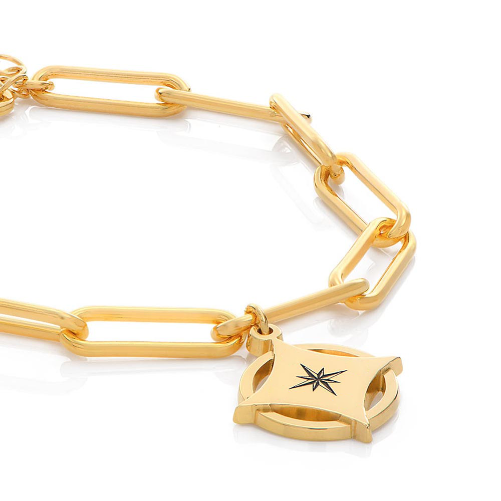 Kompas gegraveerde armband met diamanten - Forever linked - Goud