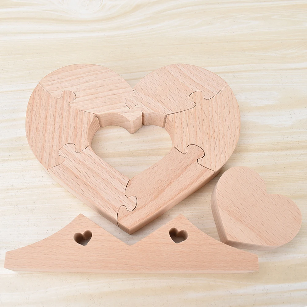 Houten harten - Familiepuzzeldecoratie