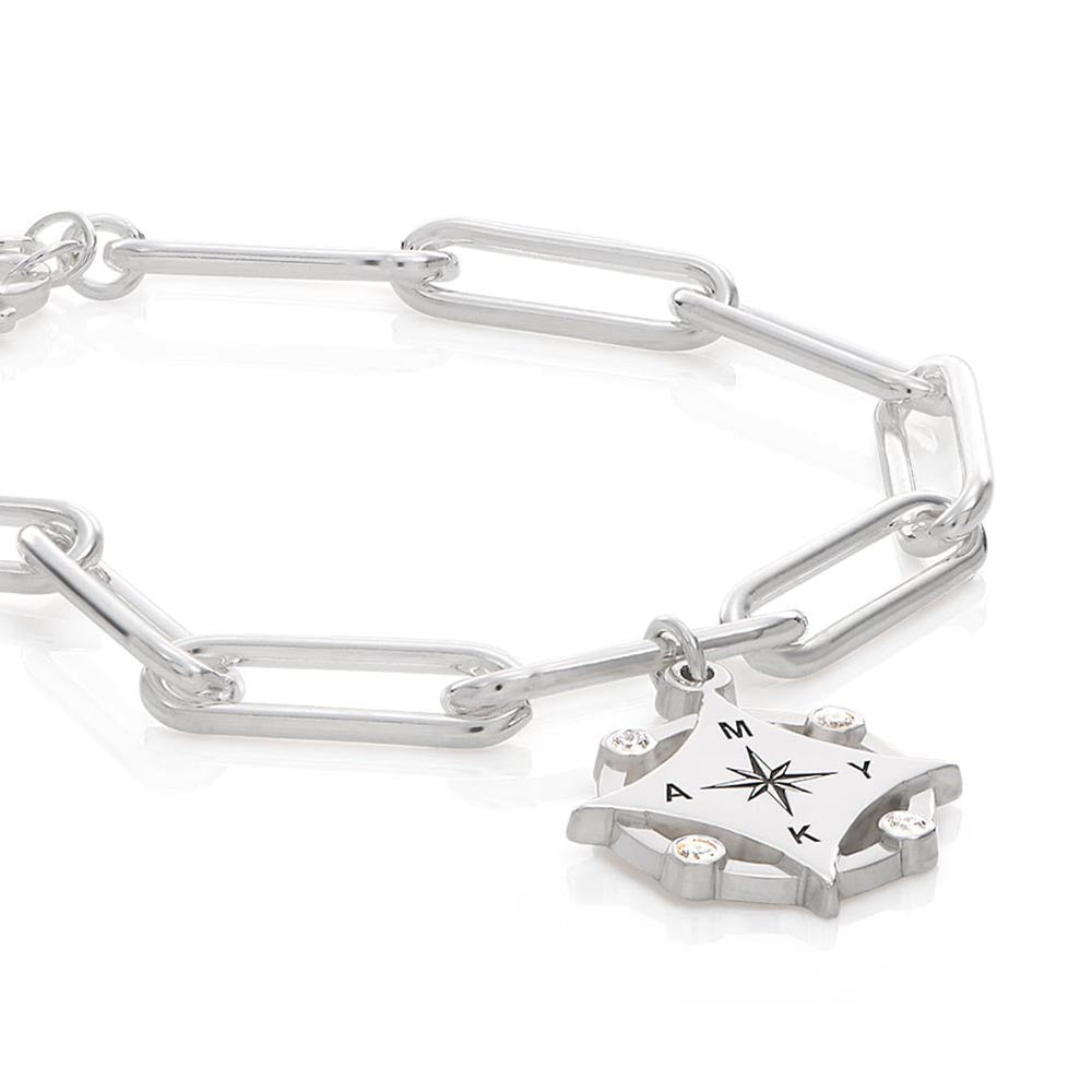 Kompas gegraveerde armband met diamanten - Forever linked - Goud