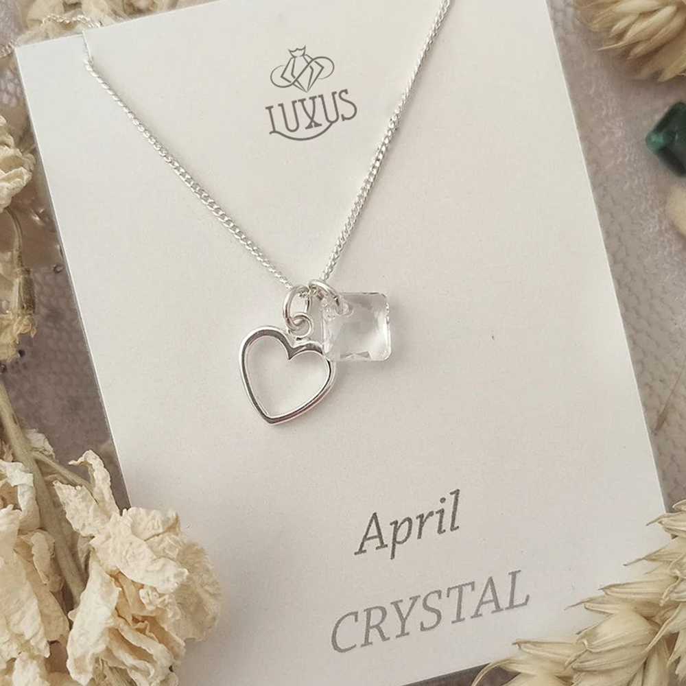 Hart charme Gepersonaliseerde geboortesteen ketting