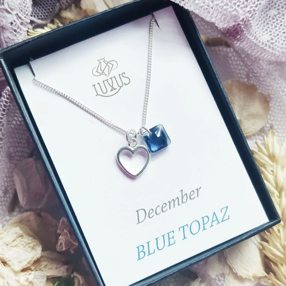 Hart charme Gepersonaliseerde geboortesteen ketting