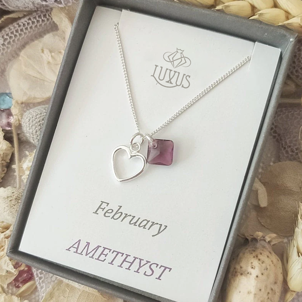 Hart charme Gepersonaliseerde geboortesteen ketting