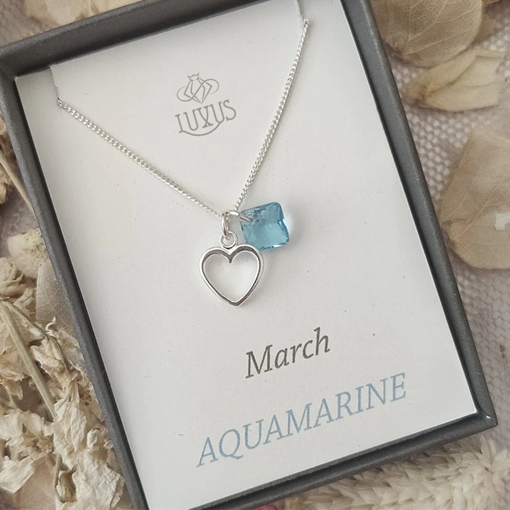 Hart charme Gepersonaliseerde geboortesteen ketting