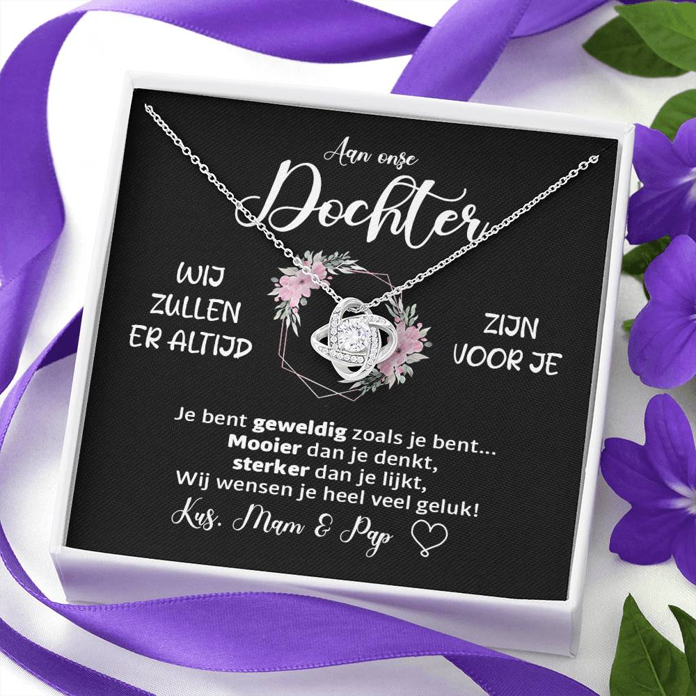 Liefdesknoop ketting - Voor mijn dochter - Kus mama en papa