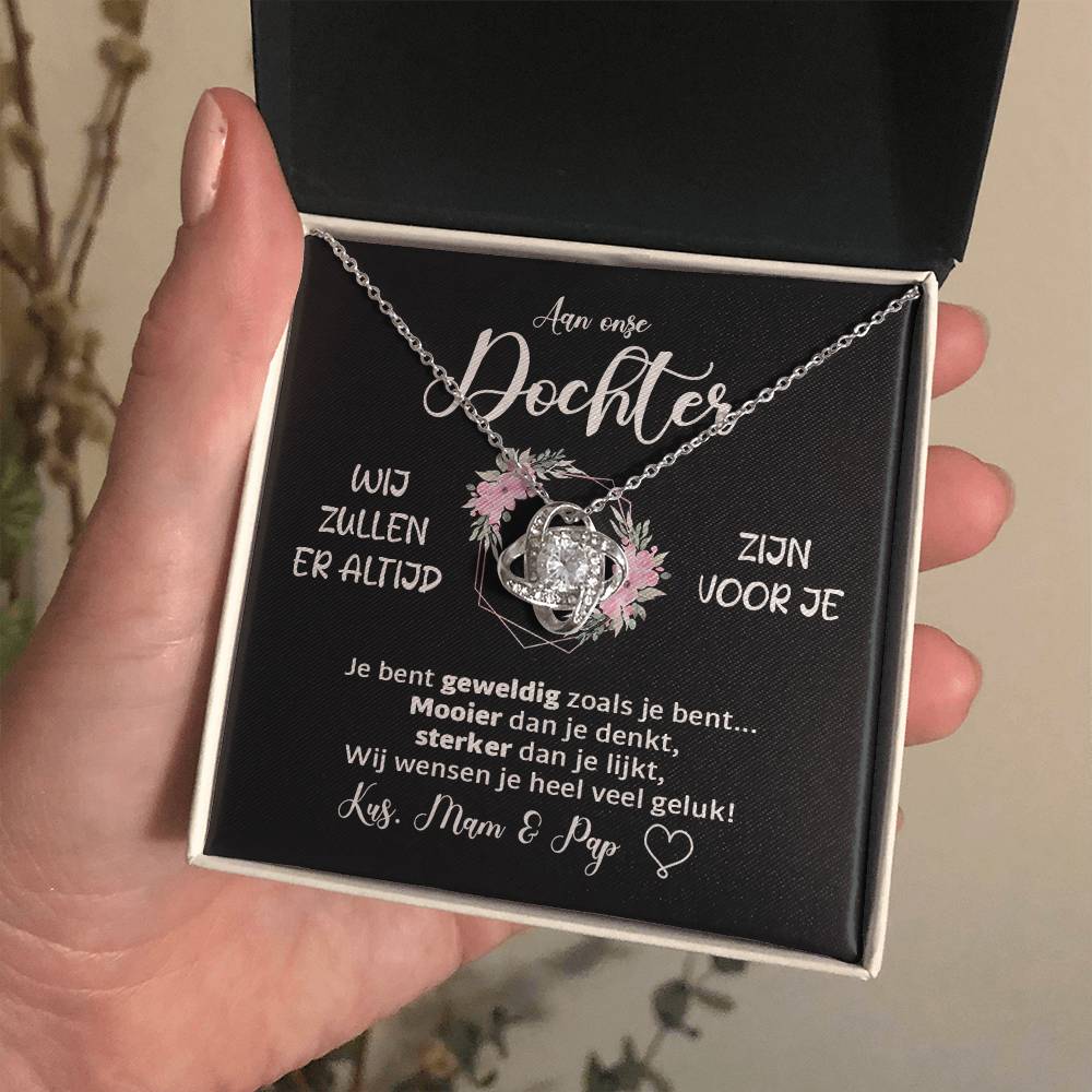 Liefdesknoop ketting - Voor mijn dochter - Kus mama en papa