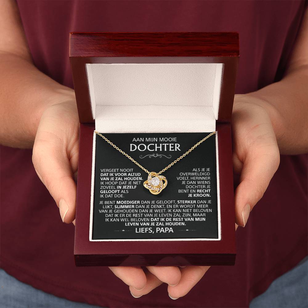 Aan Mijn Mooie Dochter - Love Knot Ketting - Goud