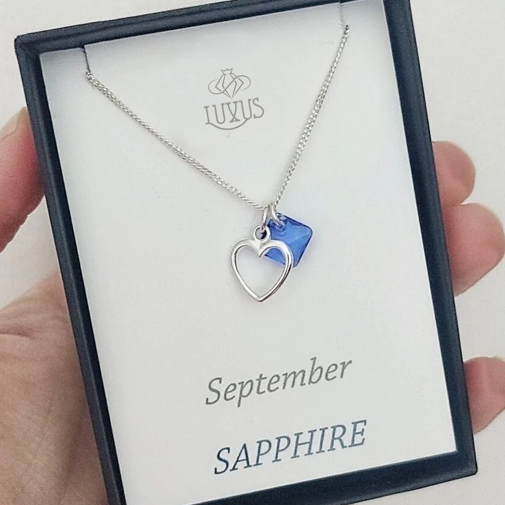 Hart charme Gepersonaliseerde geboortesteen ketting