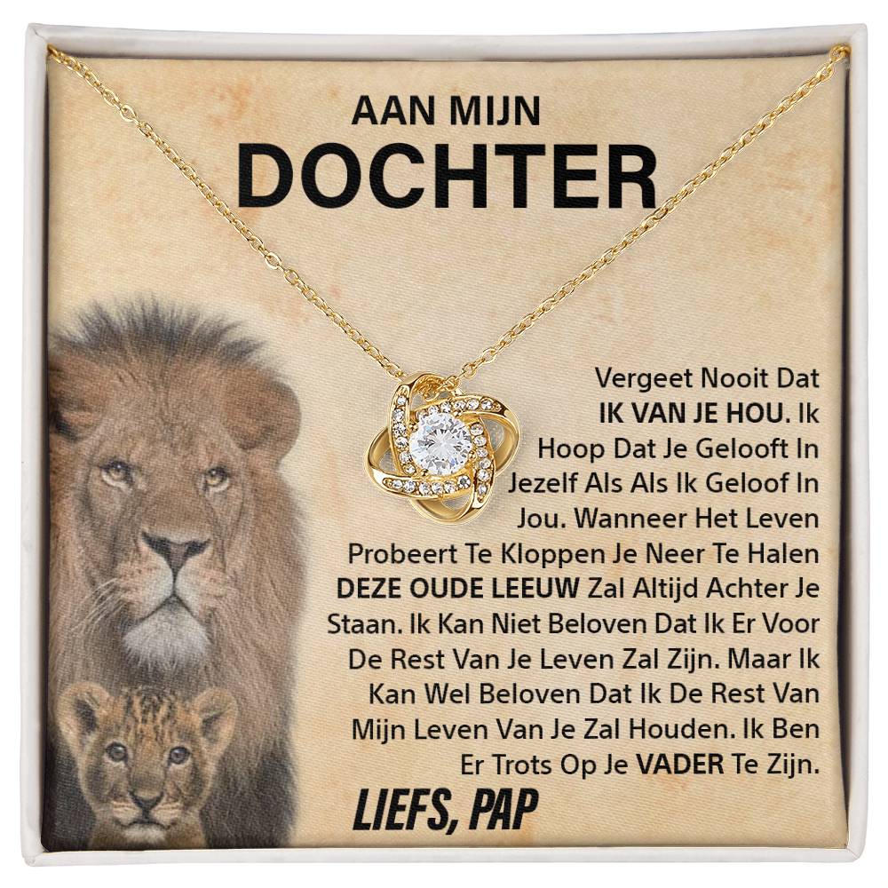 Aan mijn Dochter - Nooit vergeten - Liefdesknoop ketting - Goud