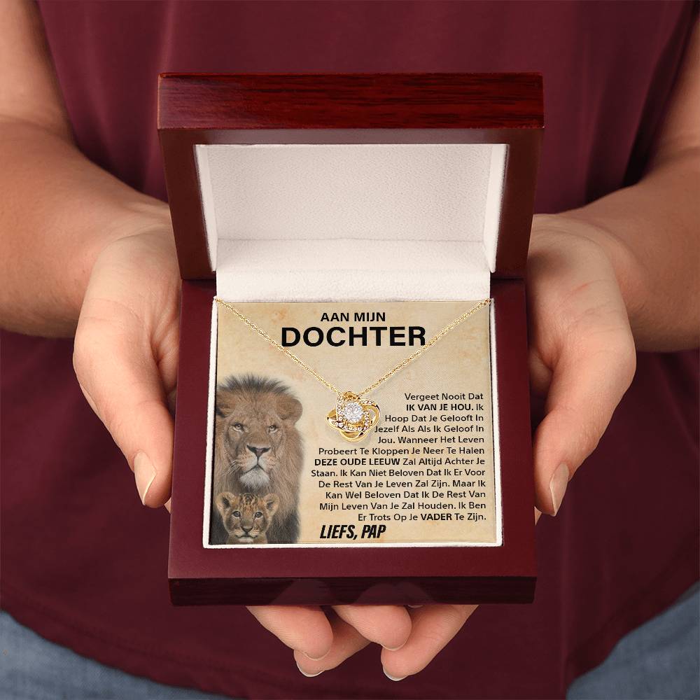 Aan mijn Dochter - Nooit vergeten - Liefdesknoop ketting - Goud