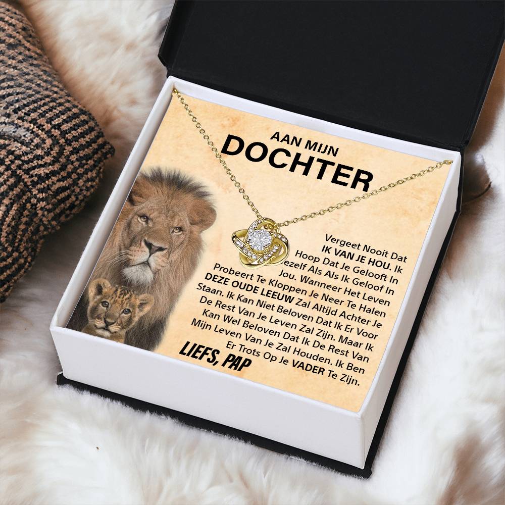 Aan mijn Dochter - Nooit vergeten - Liefdesknoop ketting - Goud