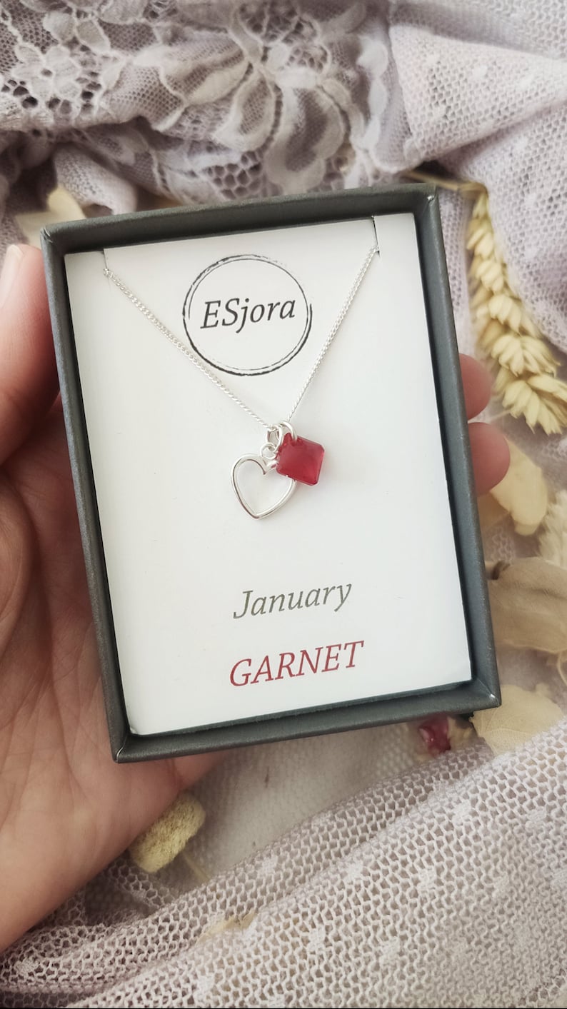 Hart charme Gepersonaliseerde geboortesteen ketting